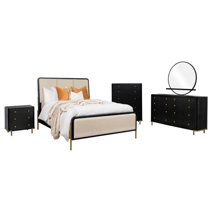 Coaster Furniture - Arini 56-inch 5 Piece King Panel Bedroom Set in Cream and Black - 224331KECRM-S5 - GreatFurnitureDeal