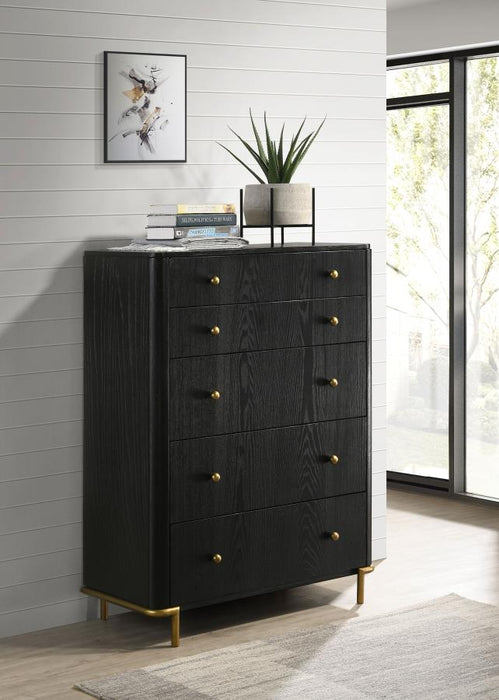 Coaster Furniture - Arini 5 Drawer Chest in Black - 224335 - GreatFurnitureDeal