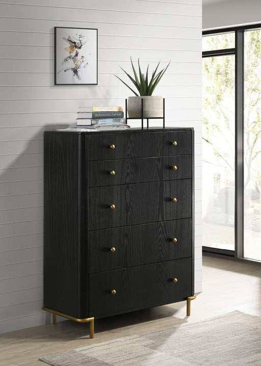 Coaster Furniture - Arini 5 Drawer Chest in Black - 224335 - GreatFurnitureDeal