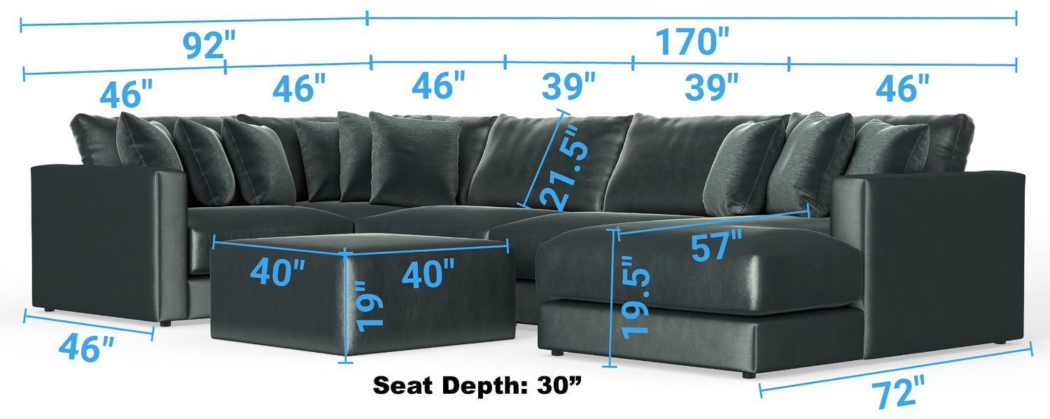 Jackson Furniture - Remington 5 Piece Modular Sectional in Pine - 2245-36-59-31-31-76-PINE-MTO - GreatFurnitureDeal