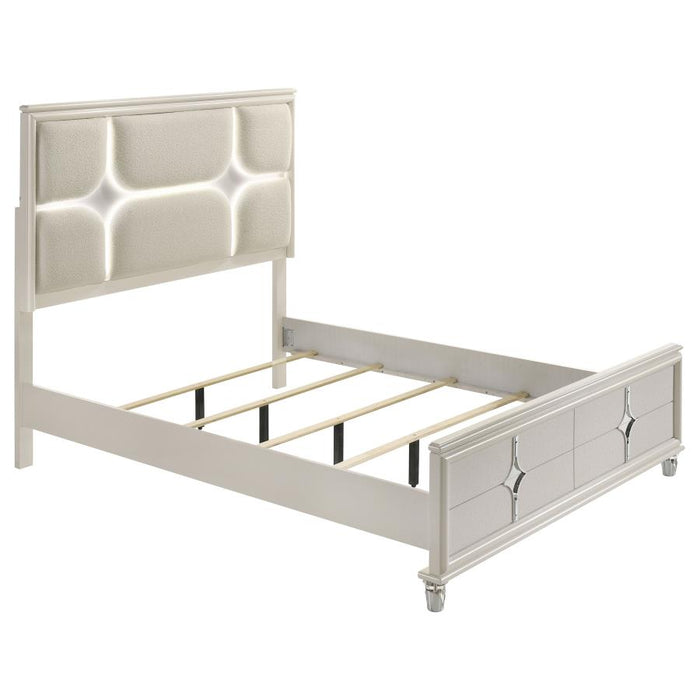 Coaster Furniture - Olivia King Panel Bed LED Headboard in Pearl White - 224951KE - GreatFurnitureDeal