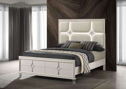 Coaster Furniture - Olivia Queen Panel Bed LED Headboard in Pearl White - 224951Q - GreatFurnitureDeal