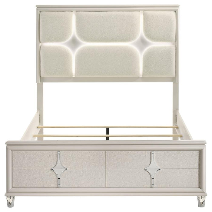 Coaster Furniture - Olivia Queen Panel Bed LED Headboard in Pearl White - 224951Q - GreatFurnitureDeal