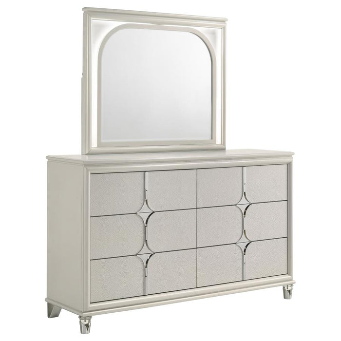 Coaster Furniture - Olivia 6-Drawer Dresser and LED Mirror Pearl White - 224953M - GreatFurnitureDeal