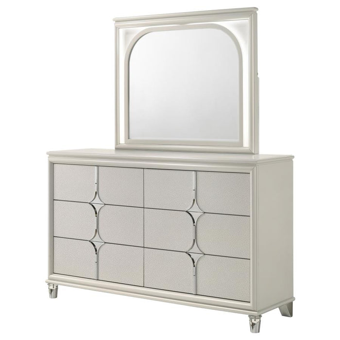 Coaster Furniture - Olivia 6-Drawer Dresser and LED Mirror Pearl White - 224953M - GreatFurnitureDeal