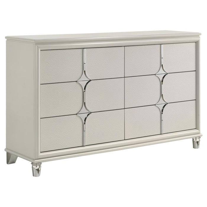 Coaster Furniture - Olivia 6-Drawer Dresser Cabinet Pearl White - 224953 - GreatFurnitureDeal