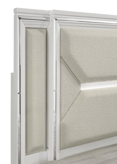 Coaster Furniture - Marmore 64-inch King Panel Bed LED Headboard White - 224961KE - GreatFurnitureDeal