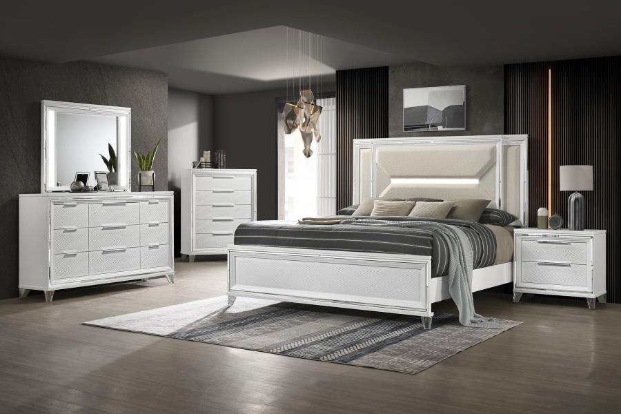 Coaster Furniture - Marmore 5-Piece California King Bedroom Set White - 224961KW-S5 - GreatFurnitureDeal