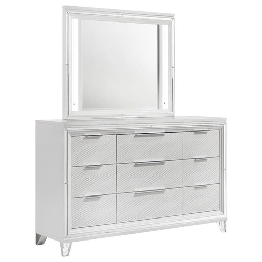 Coaster Furniture - Marmore 9-Drawer Dresser and LED Mirror White - 224963M - GreatFurnitureDeal