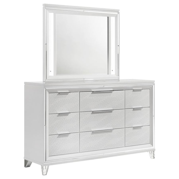Coaster Furniture - Marmore 9-Drawer Dresser and LED Mirror White - 224963M - GreatFurnitureDeal