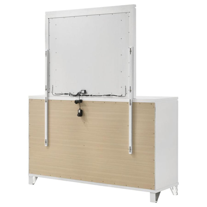 Coaster Furniture - Marmore 9-Drawer Dresser and LED Mirror White - 224963M - GreatFurnitureDeal