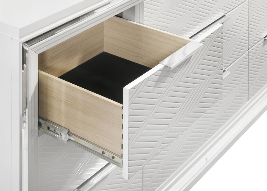 Coaster Furniture - Marmore 9-Drawer Dresser and LED Mirror White - 224963M - GreatFurnitureDeal