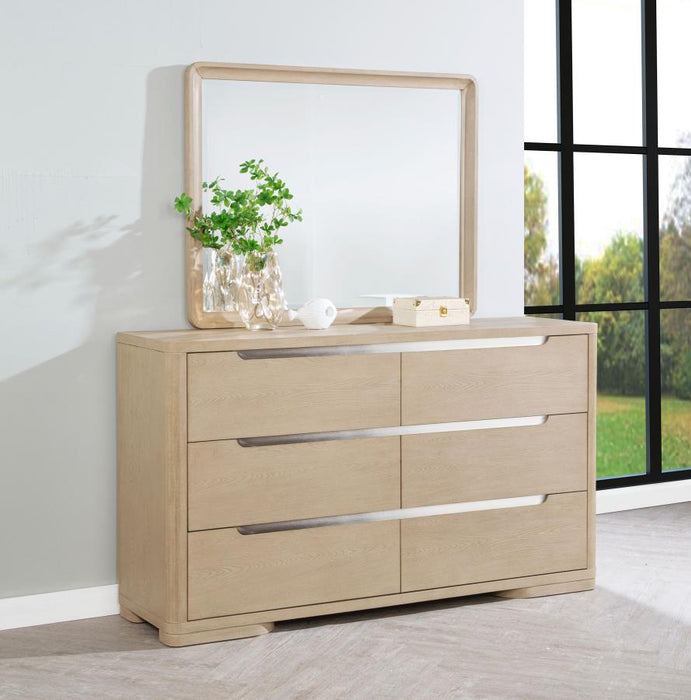 Coaster Furniture - Ladera 6-Drawer Bedroom Dresser and Mirror Light Elm - 225083M - GreatFurnitureDeal