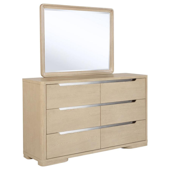 Coaster Furniture - Ladera 6-Drawer Bedroom Dresser and Mirror Light Elm - 225083M - GreatFurnitureDeal