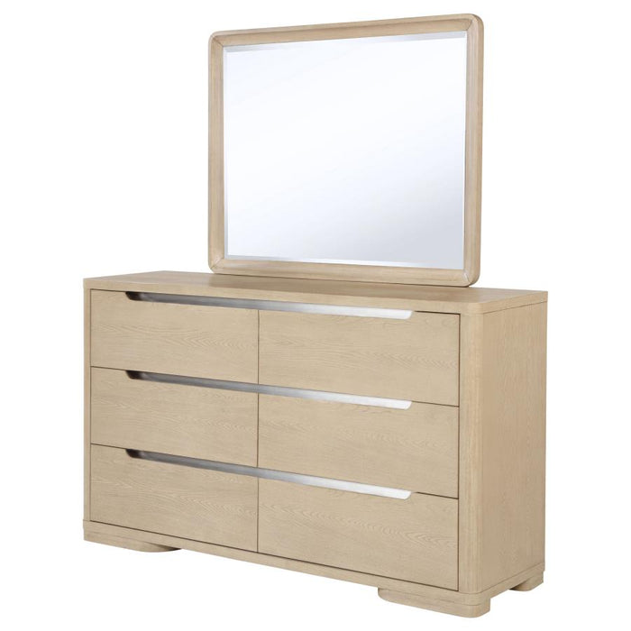 Coaster Furniture - Ladera 6-Drawer Bedroom Dresser and Mirror Light Elm - 225083M - GreatFurnitureDeal