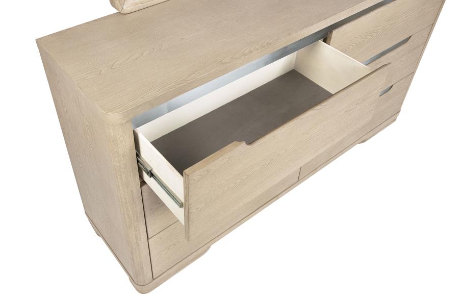 Coaster Furniture - Ladera 6-Drawer Bedroom Dresser and Mirror Light Elm - 225083M - GreatFurnitureDeal