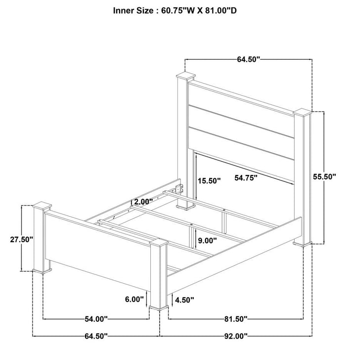 Coaster Furniture - Oakglen 4-Piece King Bedroom Set in Weathered Oak - 225101KE-S4 - GreatFurnitureDeal