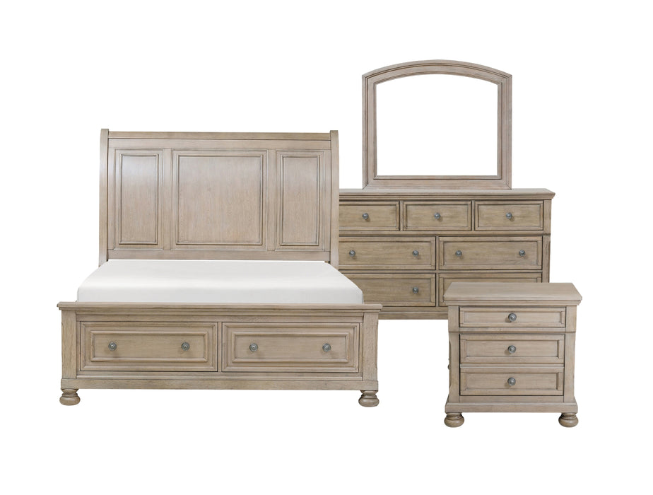 Homelegance - Bethel King Platform Bed with Footboard Storage in Wire Brushed Gray - 2259KGY-1EK* - GreatFurnitureDeal