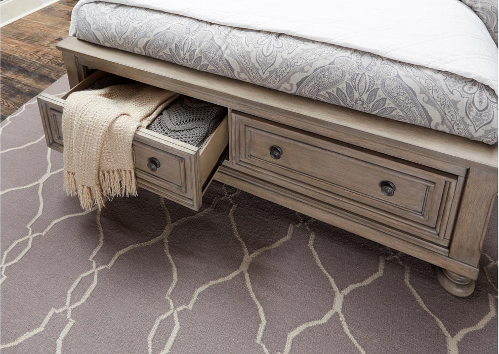 Homelegance - Bethel California King Platform Bed with Footboard Storage in Wire Brushed Gray - 2259KGY-1CK* - GreatFurnitureDeal