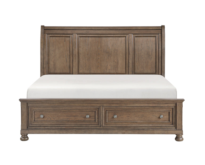 Homelegance - Bethel California King Platform Bed with Footboard Storage in Wire Brushed Antique Brown - 2259KBR-1CK* - GreatFurnitureDeal