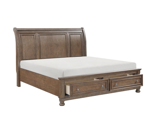 Homelegance - Bethel Queen Platform Bed with Footboard Storage in Wire Brushed Antique Brown - 2259BR-1* - GreatFurnitureDeal