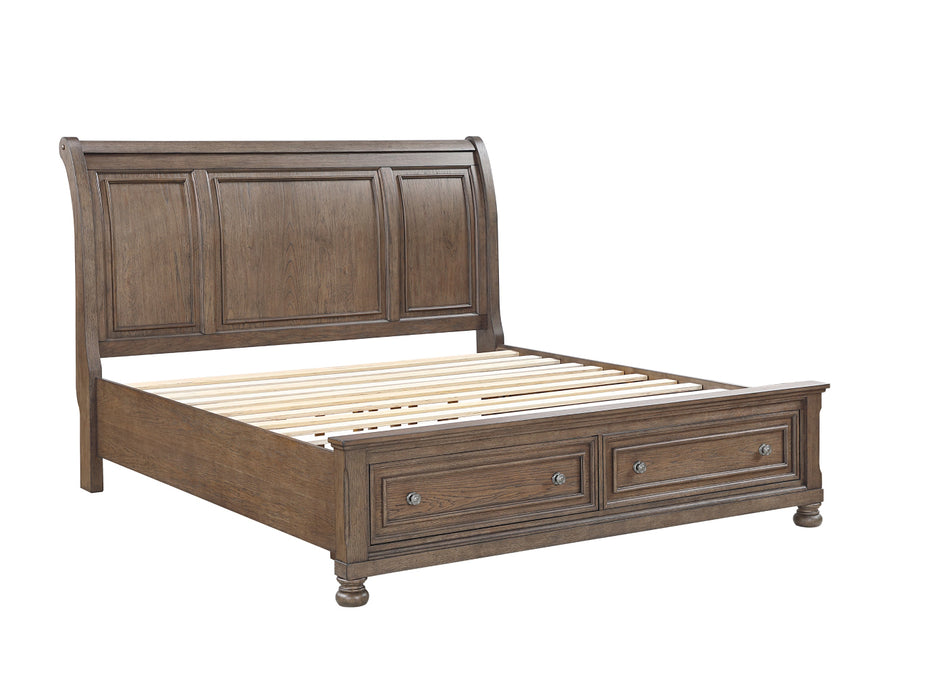Homelegance - Bethel King Platform Bed with Footboard Storage in Wire Brushed Antique Brown - 2259KBR-1EK* - GreatFurnitureDeal