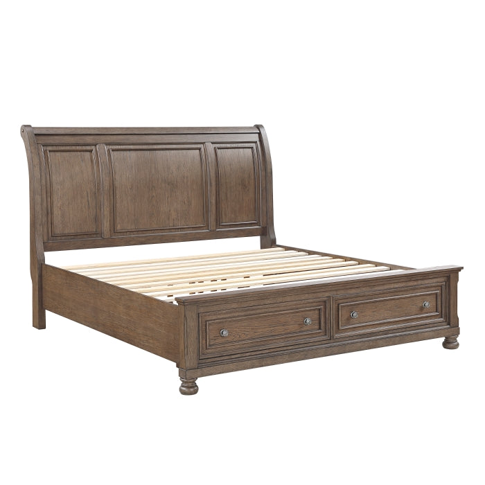 Homelegance - Bethel King Platform Bed with Footboard Storage in Antique Brown - 2259KBR-1EK - GreatFurnitureDeal