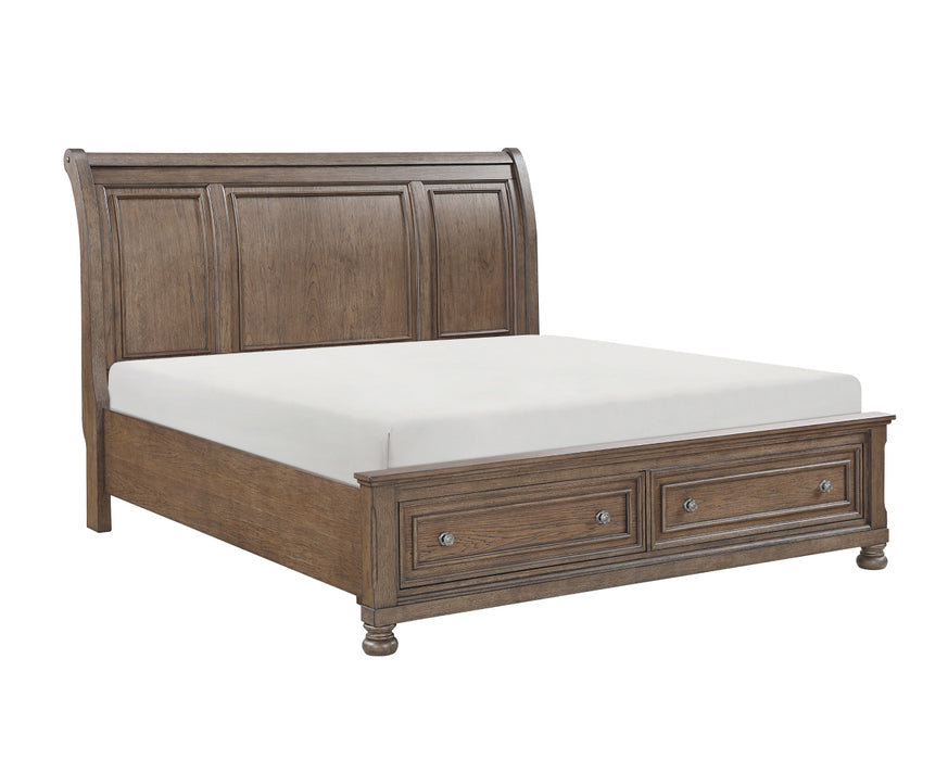 Homelegance - Bethel California King Platform Bed with Footboard Storage in Wire Brushed Antique Brown - 2259KBR-1CK* - GreatFurnitureDeal