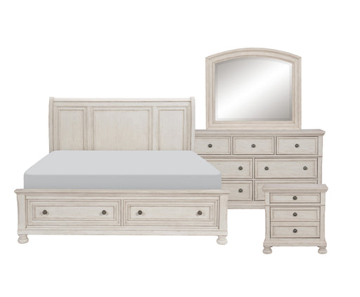 Homelegance - Bethel 4 Piece King Bedroom Set in Wire Brushed White - 2259W-1EK*4 - GreatFurnitureDeal