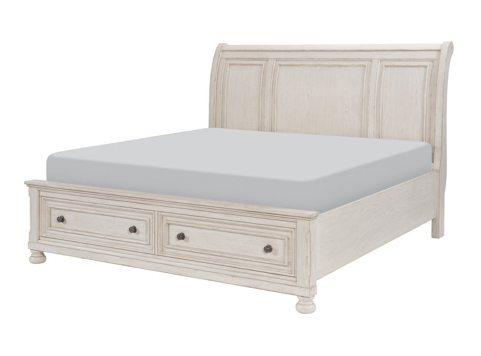 Homelegance - Bethel California King Platform Bed with Footboard Storage in Wire-Brushed White - 2259KW-1CK - GreatFurnitureDeal