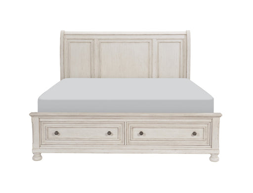 Homelegance - Bethel Queen Platform Bed with Footboard Storage in Wire Brushed White - 2259W-1* - GreatFurnitureDeal