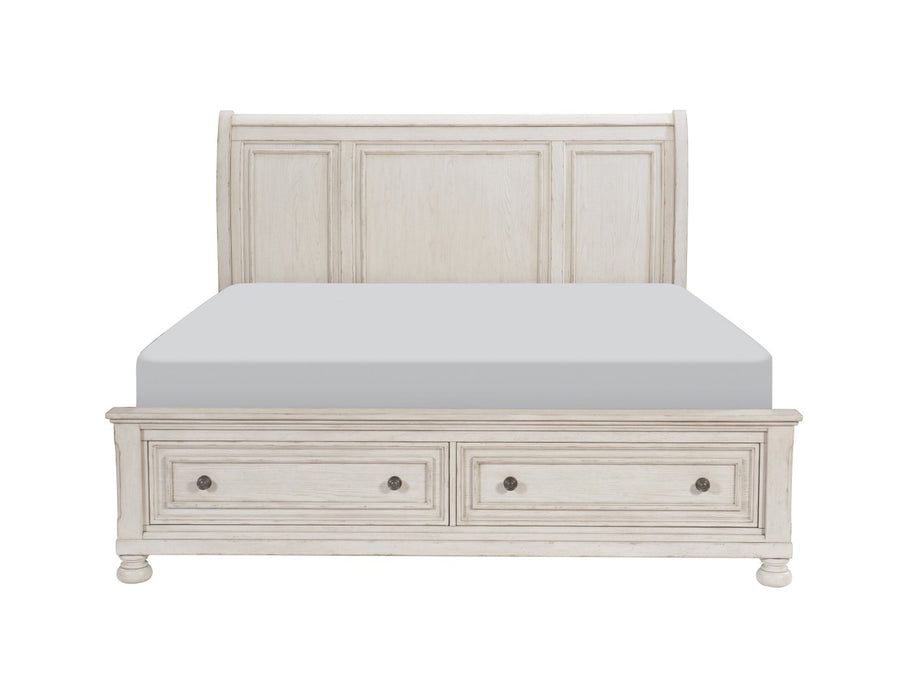 Homelegance - Bethel California King Platform Bed with Footboard Storage in Wire Brushed White - 2259W-1CK* - GreatFurnitureDeal