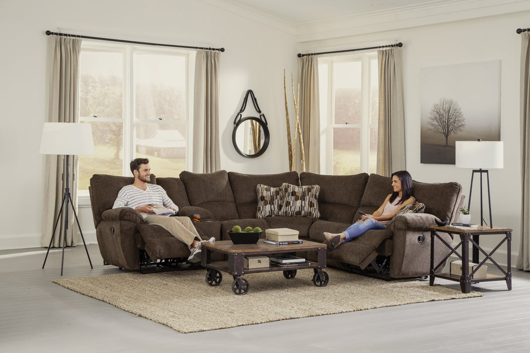 Catnapper - Elliott 2 Piece Reclining Lay Flat Sectional in Chocolate - 2256-2257-CHOCOLATE - GreatFurnitureDeal