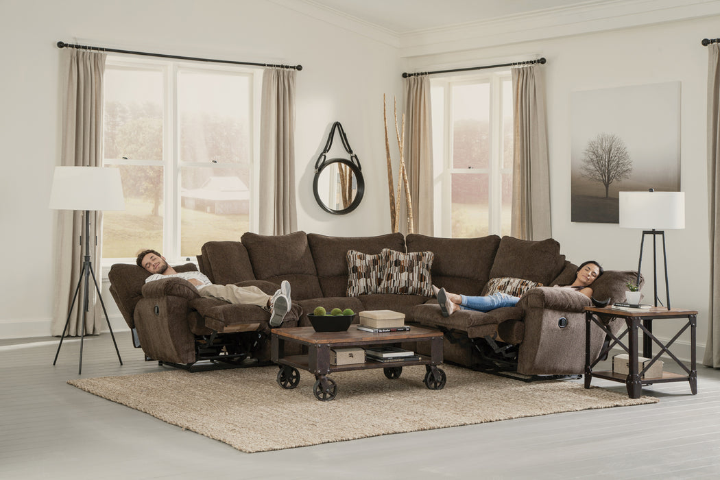 Catnapper - Elliott 2 Piece Reclining Lay Flat Sectional in Chocolate - 2256-2257-CHOCOLATE - GreatFurnitureDeal