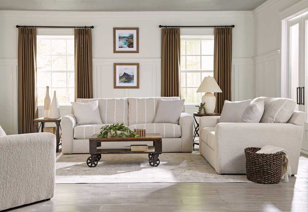 Jackson Furniture - Lindsey 3 Piece Living Room Set in Cotton - 2288-03-02-01-COTTON