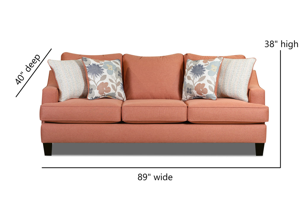 Southern Home Furnishings - Laurent Sofa in Coral - 2330 Laurent Coral - GreatFurnitureDeal