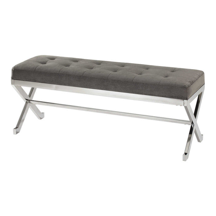 Uttermost - Bijou Gray Fabric Bench- 23430