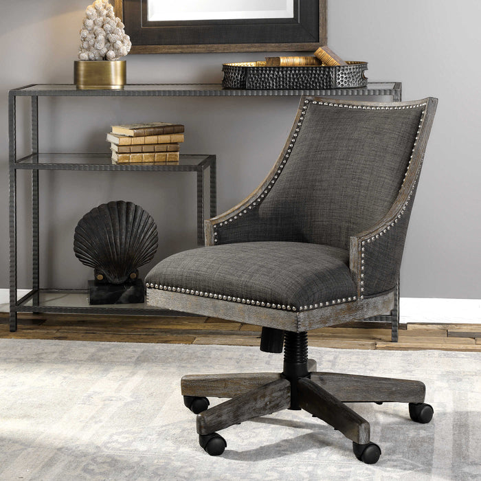 Uttermost - Aidrian Charcoal Desk Chair- 23431 - GreatFurnitureDeal