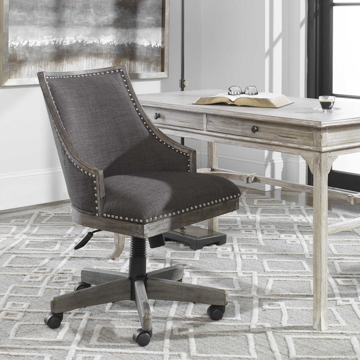 Uttermost - Aidrian Charcoal Desk Chair- 23431 - GreatFurnitureDeal