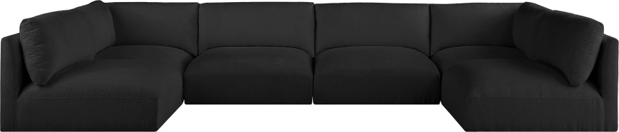 Meridian Furniture - Ease 152" Fabric Upholstered 6 Piece Modular Sectional - 696Black-Sec6A - GreatFurnitureDeal