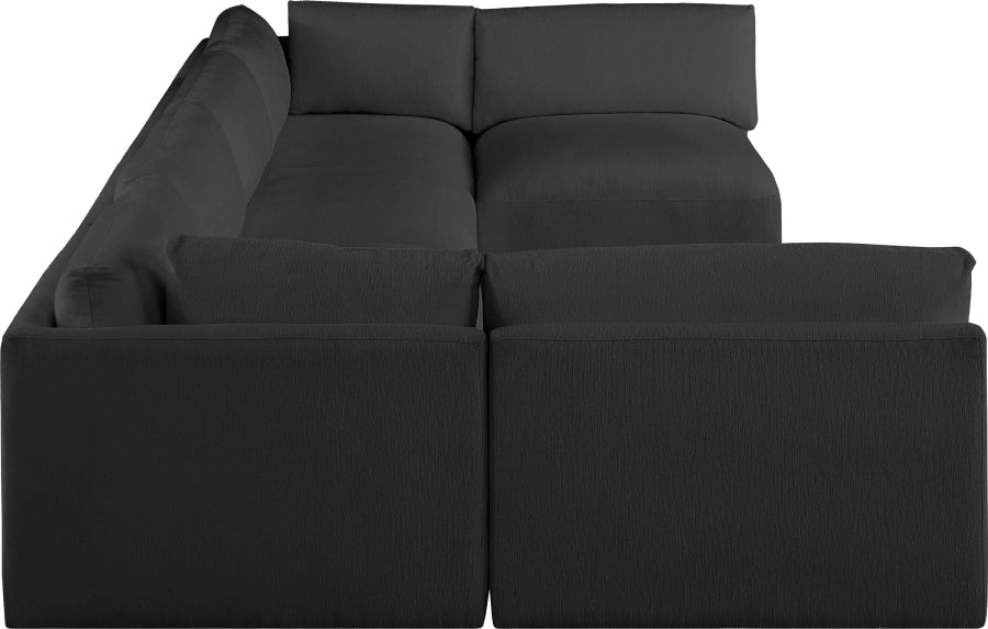 Meridian Furniture - Ease 152" Fabric Upholstered 6 Piece Modular Sectional - 696Black-Sec6A - GreatFurnitureDeal
