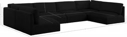 Meridian Furniture - Ease 152" Fabric Upholstered 6 Piece Modular Sectional - 696Black-Sec6A - GreatFurnitureDeal