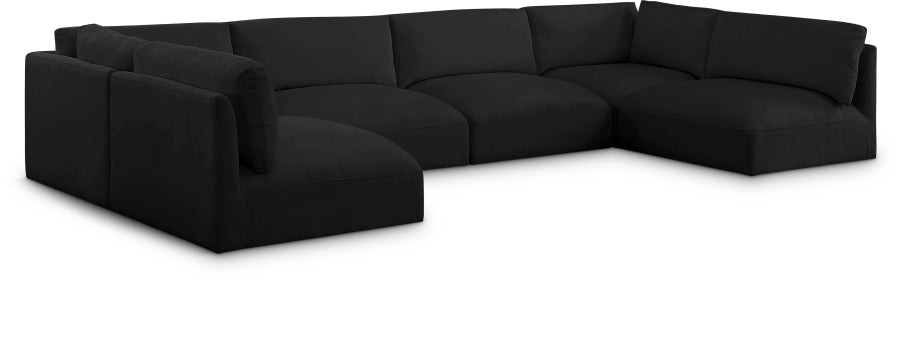 Meridian Furniture - Ease 152" Fabric Upholstered 6 Piece Modular Sectional - 696Black-Sec6A - GreatFurnitureDeal