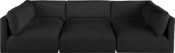Meridian Furniture - Ease 114" Fabric Upholstered 6 Piece Modular Sectional - 696Black-Sec6B - GreatFurnitureDeal