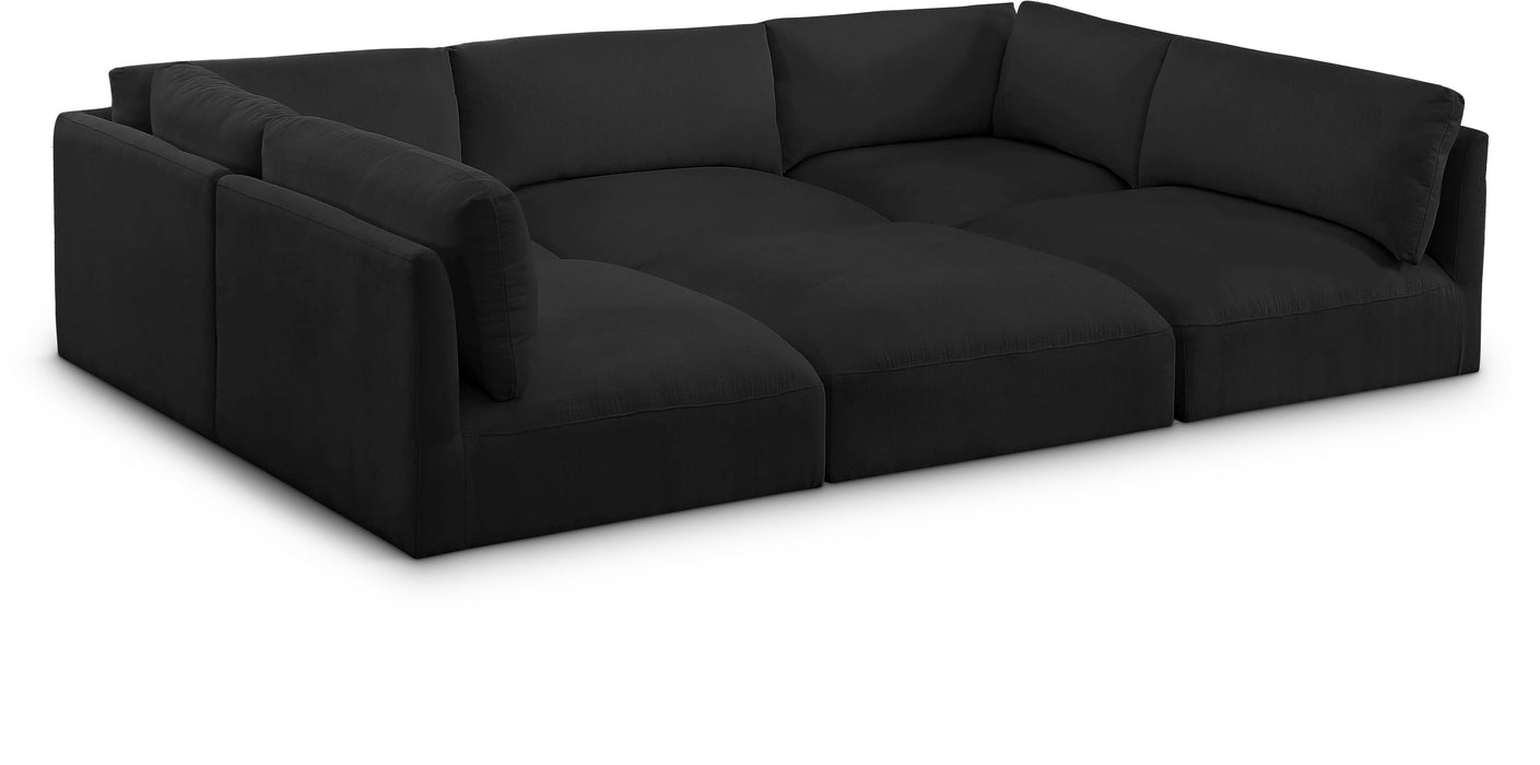Meridian Furniture - Ease 114" Fabric Upholstered 6 Piece Modular Sectional - 696Black-Sec6B - GreatFurnitureDeal