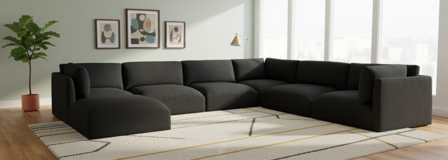 Meridian Furniture - Ease 152" Fabric Upholstered 7 Piece Modular Sectional - 696Black-Sec7A - GreatFurnitureDeal