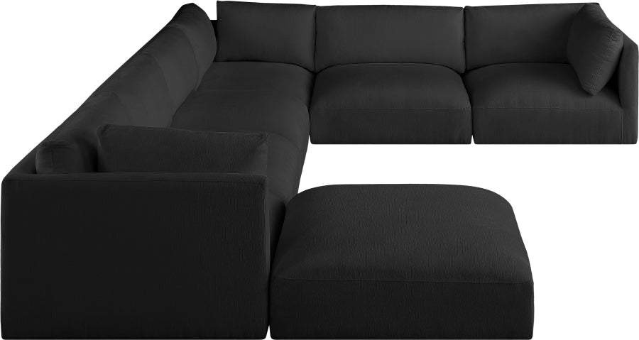 Meridian Furniture - Ease 152" Fabric Upholstered 7 Piece Modular Sectional - 696Black-Sec7A - GreatFurnitureDeal