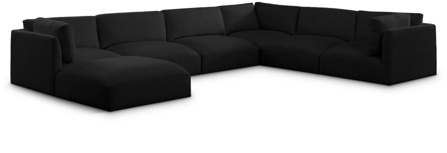 Meridian Furniture - Ease 152" Fabric Upholstered 7 Piece Modular Sectional - 696Black-Sec7A - GreatFurnitureDeal