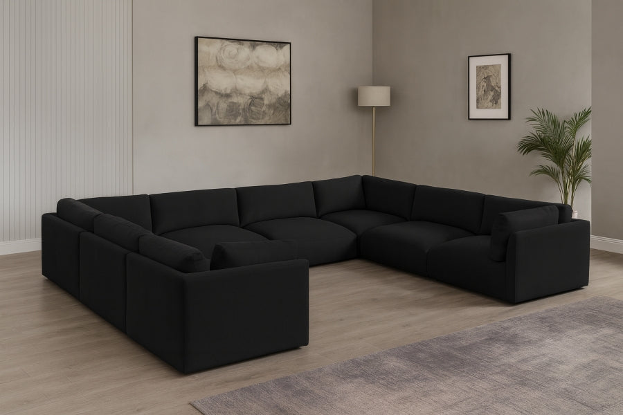 Meridian Furniture - Ease 152" Fabric Upholstered 8 Piece Modular Sectional - 696Black-Sec8A - GreatFurnitureDeal