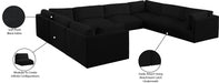 Meridian Furniture - Ease 152" Fabric Upholstered 8 Piece Modular Sectional - 696Black-Sec8A - GreatFurnitureDeal